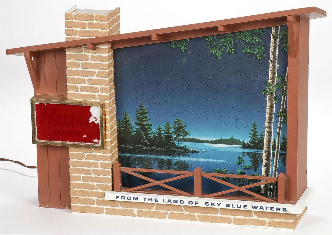 ELECTRIC HAMM'S BEER ADVERTISING SIGN: ELECTRIC HAMM'S BEER ADVERTISING SIGN. Operates. Height 15.75 inches, width 22.75 inches. SHIPPING NOTICE: Jackson's is your sole and only source for one stop packing and shipping. With over 50 years
