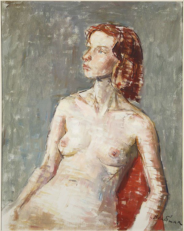 AMERICAN OIL PAINTING SEATED FEMALE NUDE, SIGNED: ROBERT BRACKMAN (American 1898-1980)Seated Female NudeOil on canvasSigned lower right "Brackman"30 inches x 24 inches