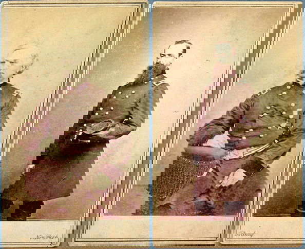 2 CIVIL WAR CDV IMAGES DEPICTING GENERALS, the fi: 2 CIVIL WAR CDV IMAGES DEPICTING GENERALS, the first being General James Levan Selfridge, verso inscribed and signed by Sitter and with Alexander Gardner back stamp and tax stamp. The second depicting