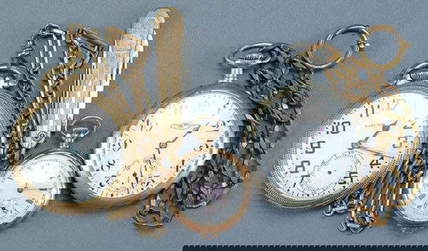 AN ELGIN B.W. RAYMOND POCKET WATCH open face, G.F: AN ELGIN B.W. RAYMOND POCKET WATCH open face, G.F., 21j, not working, together with an Elgin pendant watch and a "Ball Official Railroad Standard" (working). Estimate $50-$100