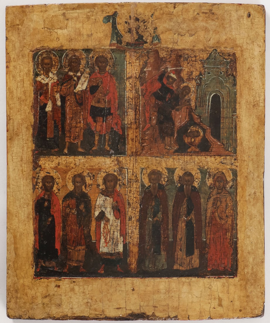 A GOOD OLD RUSSIAN ICON IN FOUR PARTS 16TH C (1 of 2)