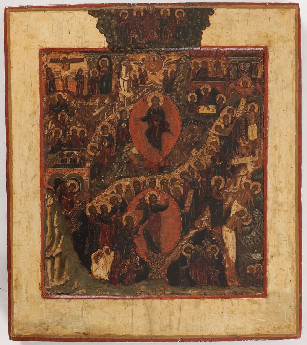 A RUSSIAN ICON OF THE RESURRECTION AND DESCENT (1 of 2)