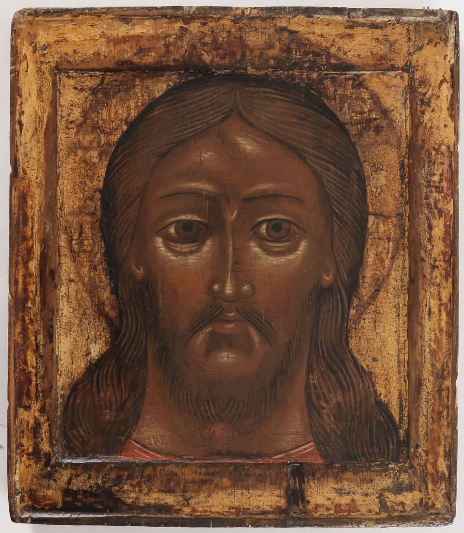 A RUSSIAN ICON OF CHRIST, 18TH CENTURY: A RUSSIAN ICON OF CHRIST, 18TH CENTURY. The wood panel with double kovcheg. 12.25 inches x 10.75 inches. SHIPPING NOTICE: Jackson's is your sole and only source for one stop packing and shipping. Wit