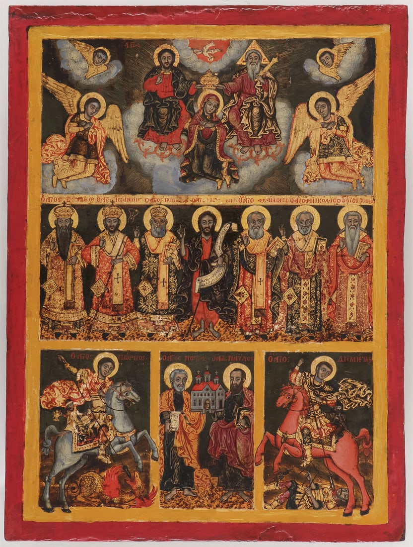 A GREEK ICON OF SELECTED SAINTS, 18TH C (1 of 2)