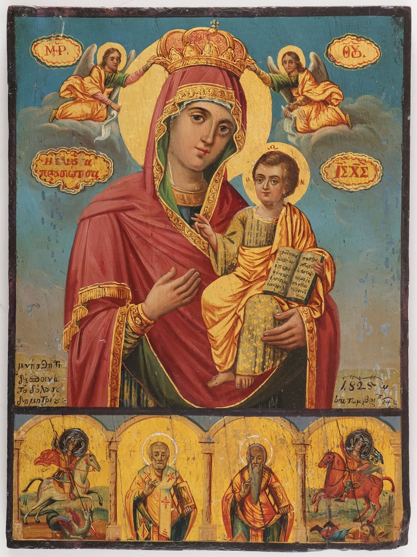 A GREEK ICON OF THE MOTHER OF GOD, 19TH C (1 of 2)