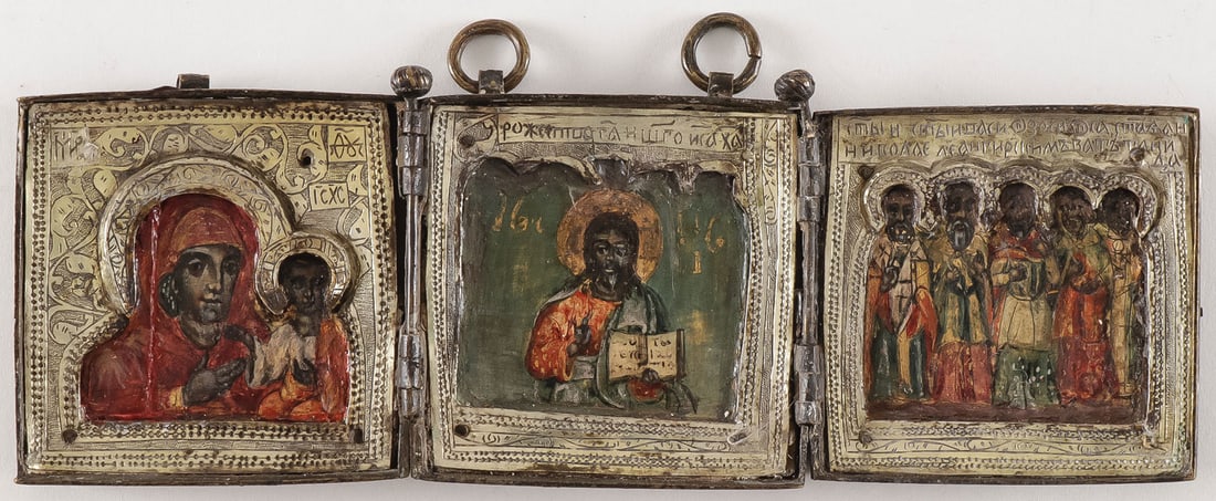 A RUSSIAN ICON TRIPTYCH, 1700'S (1 of 2)