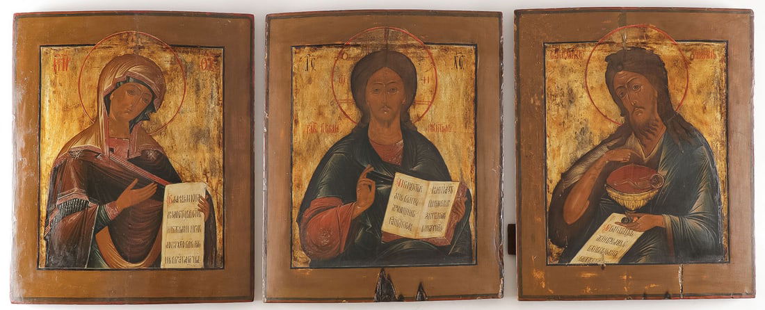 A LARGE THREE PIECE DEISIS GROUPING, 19TH CENTURY (1 of 4)