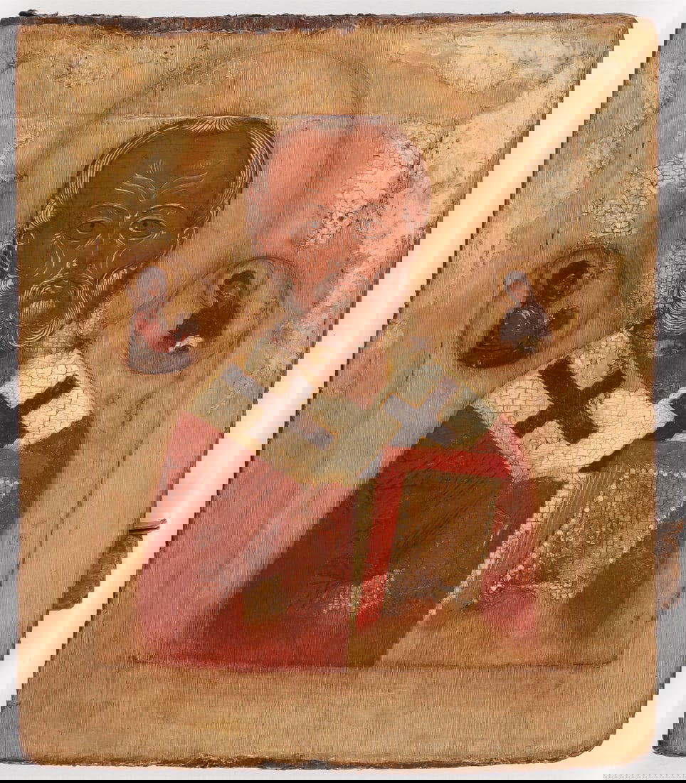 RUSSIAN ICON, SAINT NICHOLAS, PROBABLY 17TH C (1 of 2)