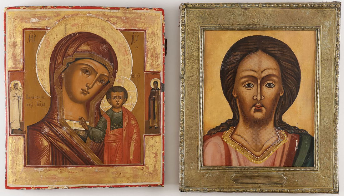 A GOOD PAIR OF RUSSIAN ICONS, 19TH CENTURY (1 of 3)
