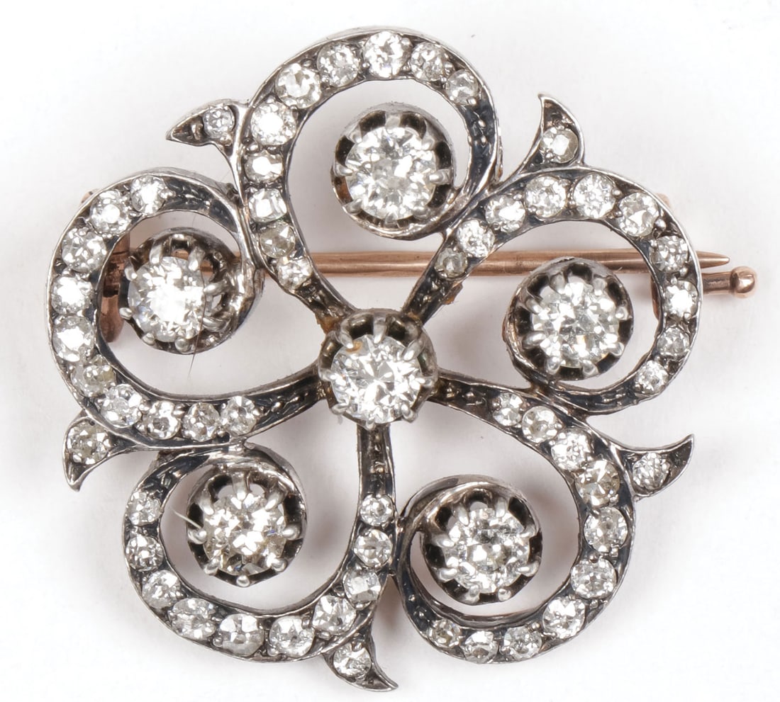 FABERGE GOLD & DIAMOND BROOCH, MOSCOW, C. 1900 (1 of 3)