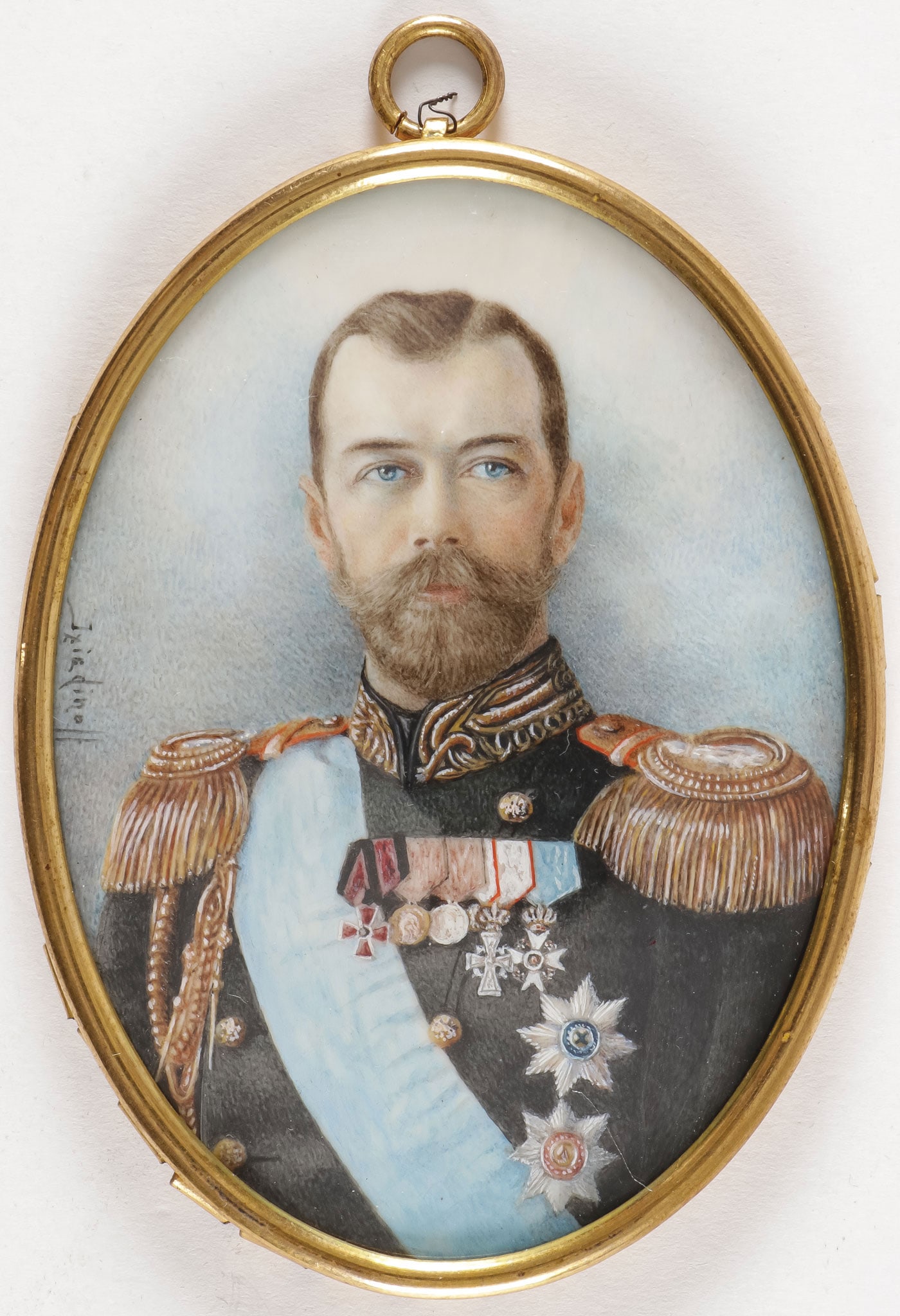 FINE SIGNED MINIATURE PORTRAIT TSAR NICHOLAS II (1 of 3)
