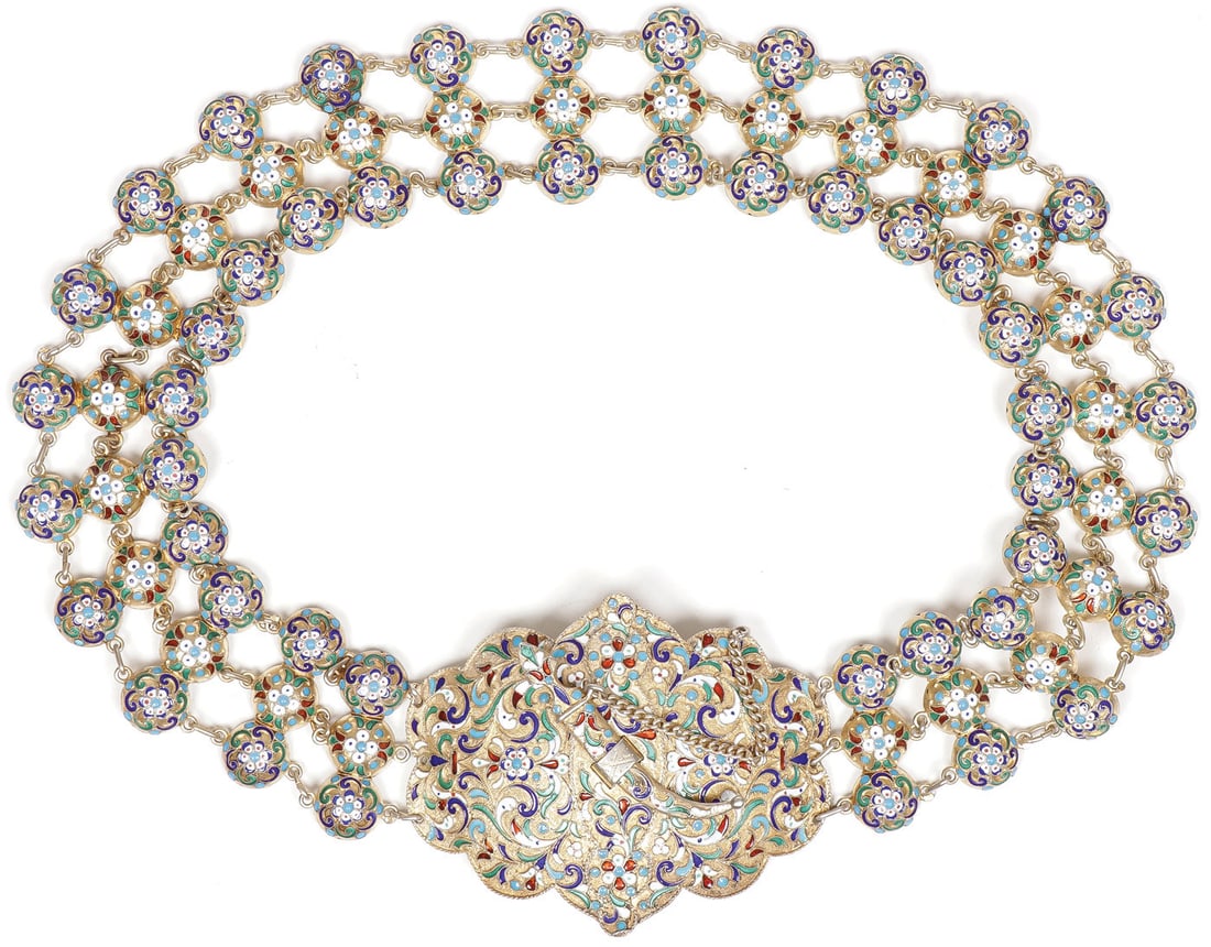 RUSSIAN SILVER GILT & ENAMEL BELT, ST. PETERSBURG (1 of 3)