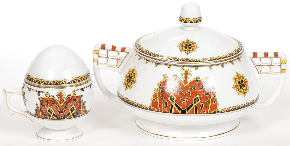 RUSSIAN PORCELAIN COVERED VESSELS, KORNILOV (1 of 3)