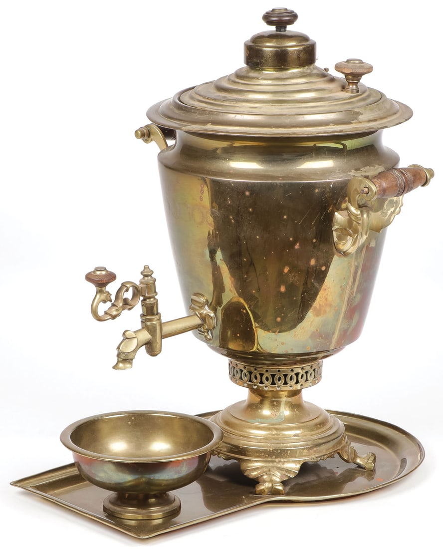A RUSSIAN BRASS SAMOVAR SUITE (1 of 1)