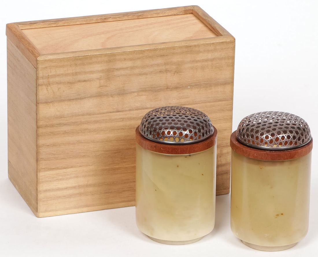 CHINESE CARVED JADE CRICKET CAGES (1 of 1)