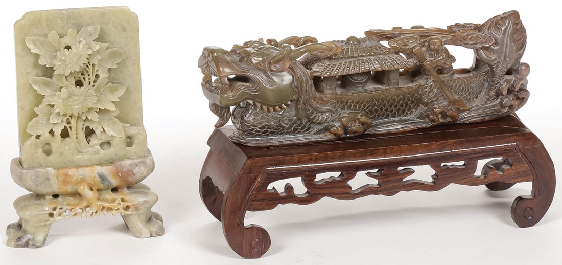 PR CHINESE CARVED HARDSTONE PIECES (1 of 2)