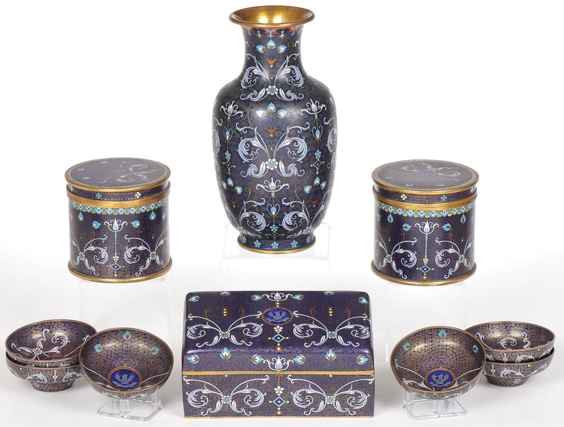 UNIQUE CHINESE EXPORT CLOISONNE SET C. 1890 (1 of 1)