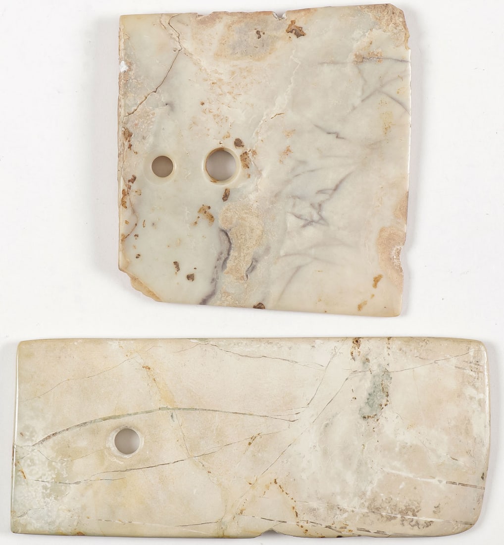 PAIR CHINESE ARCHAISTIC HARDSTONE AXE BLADES (1 of 8)