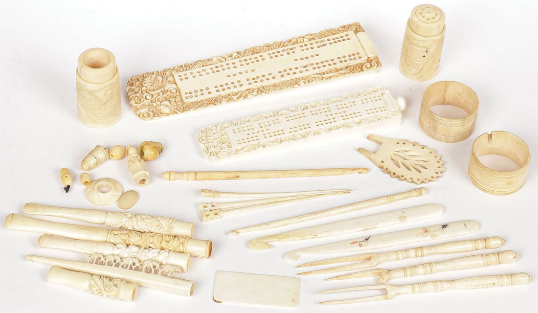 MIXED ASIAN CARVED GROUP C 1890-1910 (1 of 1)