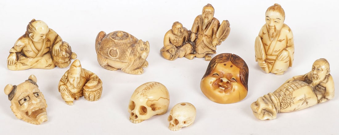 10 JAPANESE CARVED NETSUKES MEIJI (1 of 1)