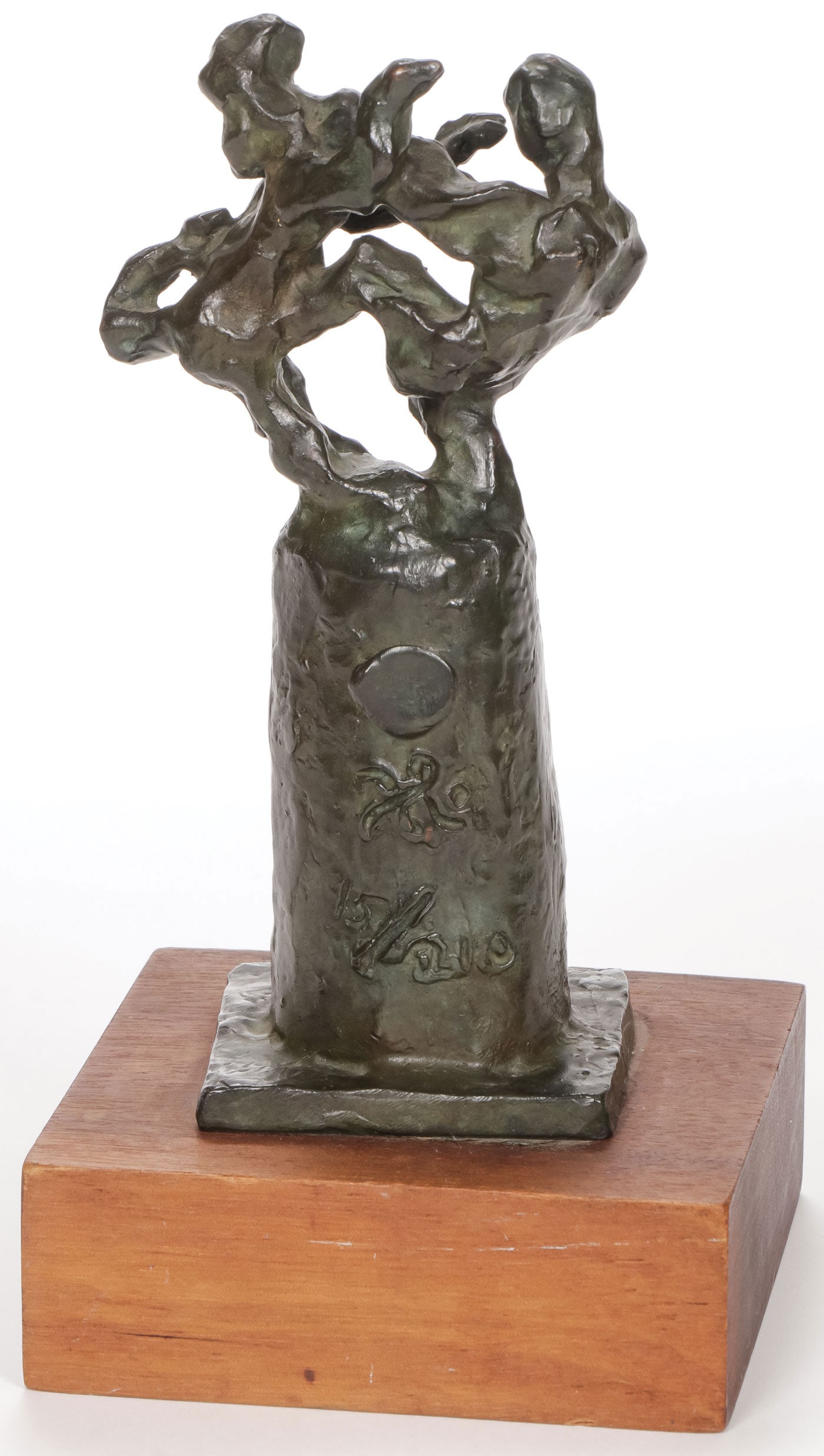 JACQUES LIPCHITZ BRONZE: JACQUES LIPCHITZ (American 1891-1973)Samson Fighting the Lion Bronze with brown and verdigris patinaMonogrammed and numbered on baseHeight 6 inches excluding wooden base SHIPPING N