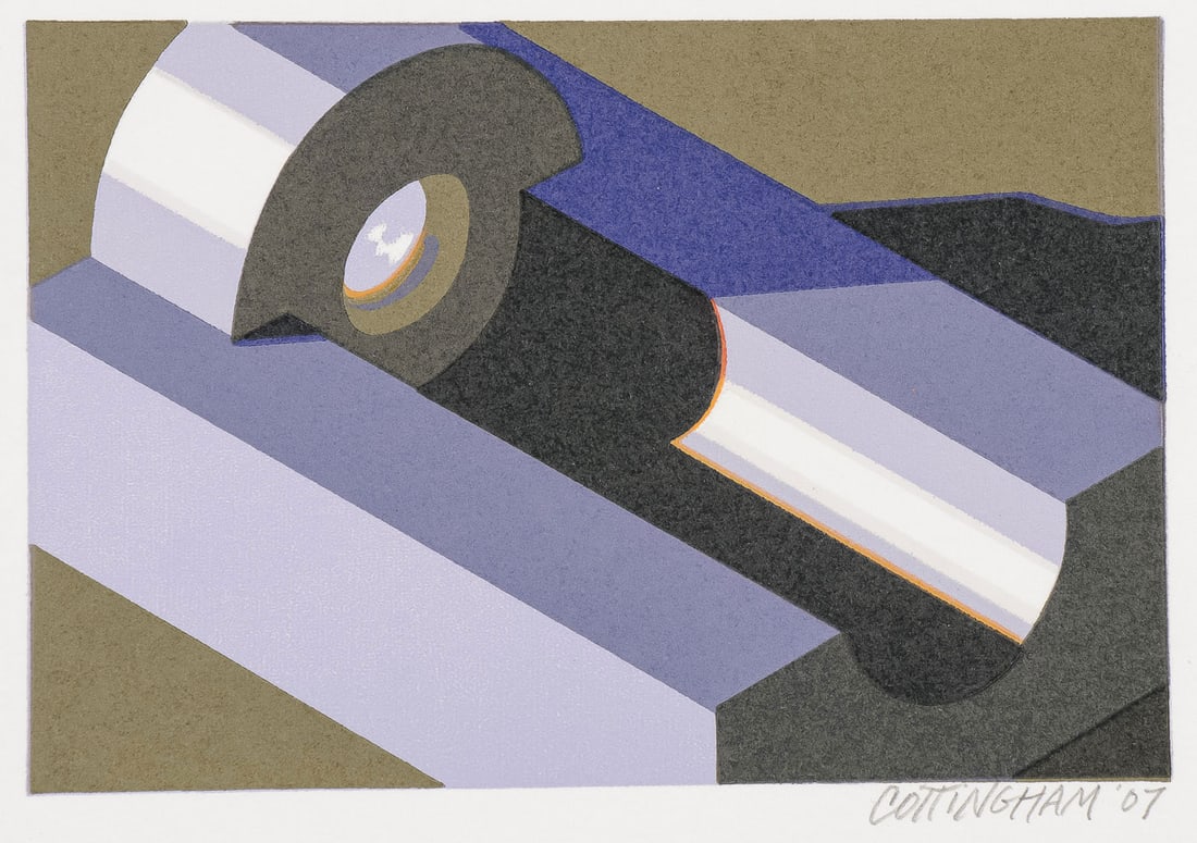 Robin COTTINGHAM SIGNED ETCHING: ROBIN COTTINGHAM (American b. 1935 -) Component XVII -2007 Color etching published by Tandem Press, from an edition of 100 Signed and dated lower right, titled and editioned on verso Sheet size 11 inc