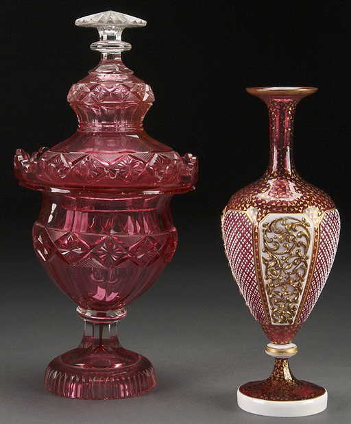 A Bohemian Cranberry Gl Vase A Bohemian Cranberry Gl Vase See Sold Price