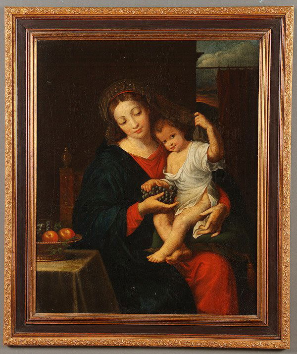 OLD MASTER MADONNA AND CHILD OIL PAINTING