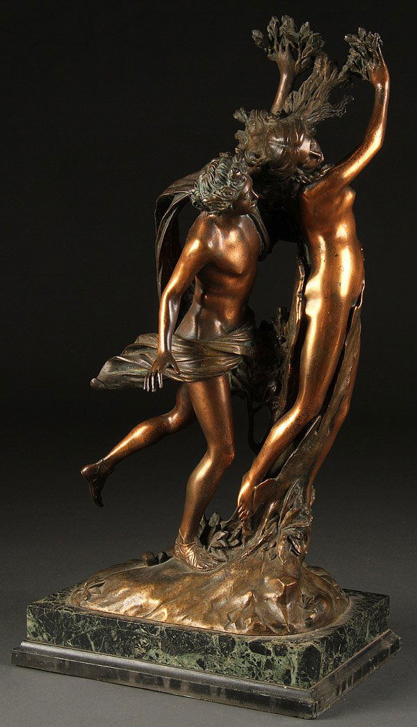 A 20TH CENTURY BRONZED METAL ALLEGORICAL SCULPTURE: A 20TH CENTURY BRONZED METAL ALLEGORICAL SCULPTURE OF THE STORM WITH A COPPER-COLORED PATINA. Cast by Giovanni Nisini bronze foundry, inscribed on base “G. Nisini Roma”, height 19.25 inches (48.9