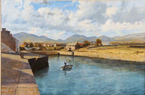 LARGE VINTAGE BRITISH OIL PAINTING SIGNED: GERALD COULSON (British 19th/20th century) Mountains of Morne - Northern Ireland Oil on canvas Signed lower left 28 inches x 42 inches (71 x 107 cm)