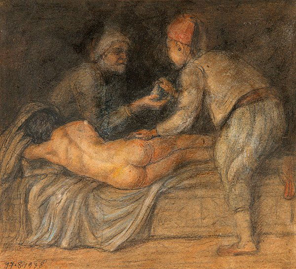 GERMAN SCHOOL ORIGINAL OF SLAVE TRADERS: GERMAN SCHOOL (20th century)Slave Traders- 1938Gum Arabic and ink on paperApparently unsigned, although dated “17-8-1938”8.25 inches x 9 inches (21 x 22.9 cm)