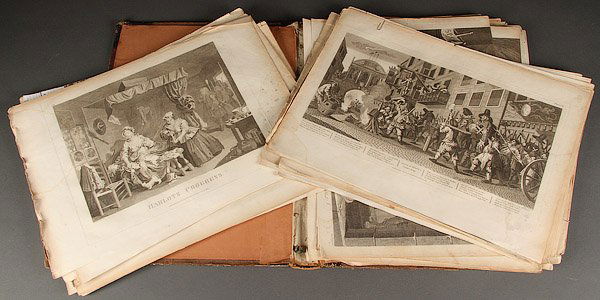 53 VINTAGE WILLIAM HOGARTH ENGRAVINGS & MORE: A GROUP OF 53 ENGRAVINGS, WILLIAM HOGARTH (BRITISH 1697-1764), PRINTED BY THOMAS COOK (BRITISH 1744-1818). Comprising a "Mr. Garrick in the Character of Richard III," "An Election Entertainment", "So