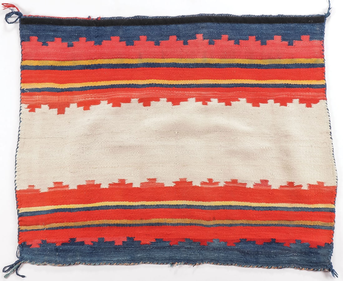 TRADITIONAL NAVAJO WEARING MANTA, C. 1900: TRADITIONAL NAVAJO WEARING MANTA, C. 1900. Handspun yarn, probably indigo dye, possibly a much rarer Pueblo weaving. Overall, in good condition. 36.25 inches x 46.25 inches. SHIPPING NOTICE: Except fo