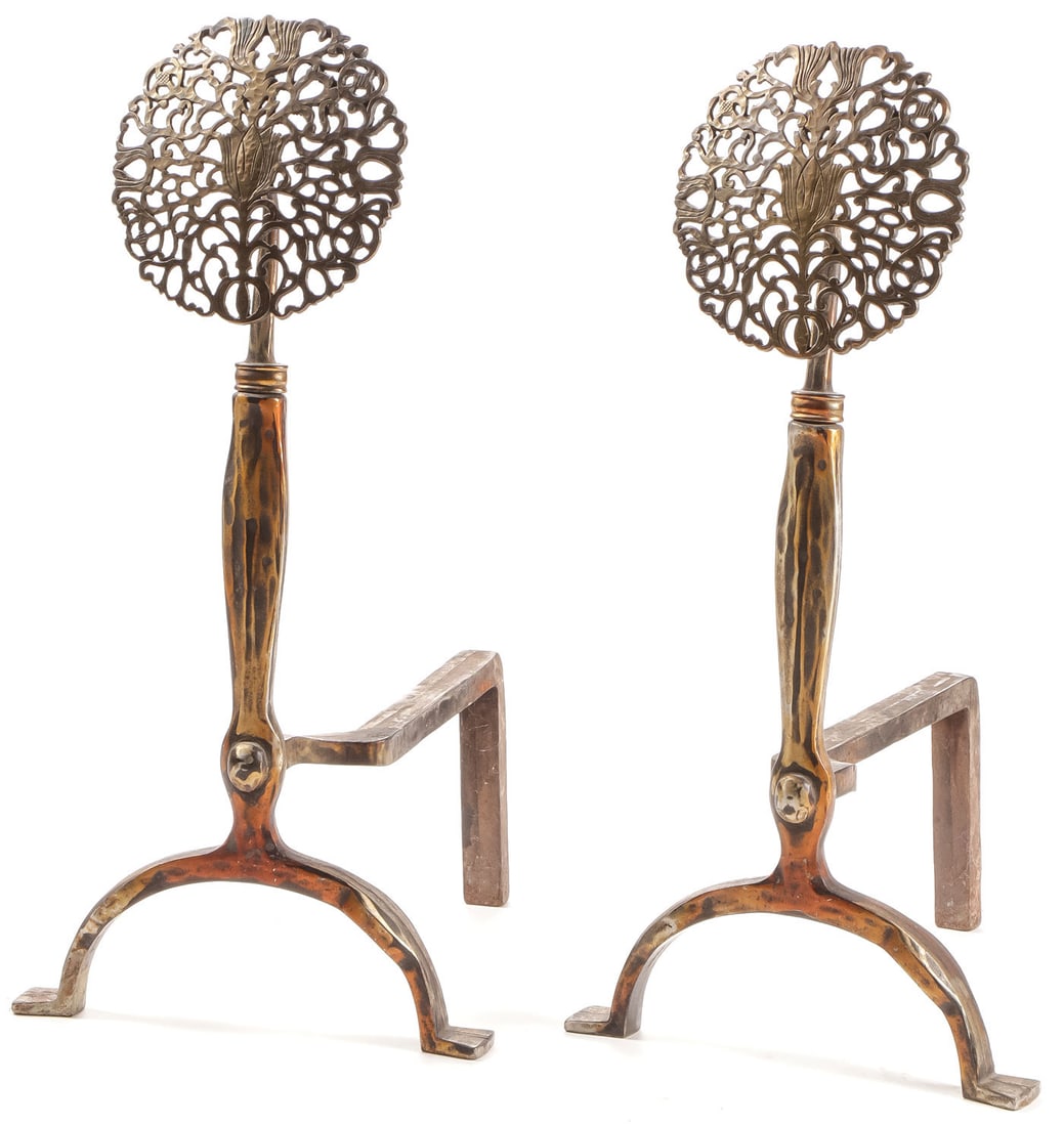 PR VINTAGE GILT BRONZE ANDIRONS, C 1920: PR VINTAGE GILT BRONZE ANDIRONS, C 1920. Greatest height 28 inches.SHIPPING NOTICE:Except for large, oversized items, Jackson's is your sole and only source for one stop packing and shipping. With o