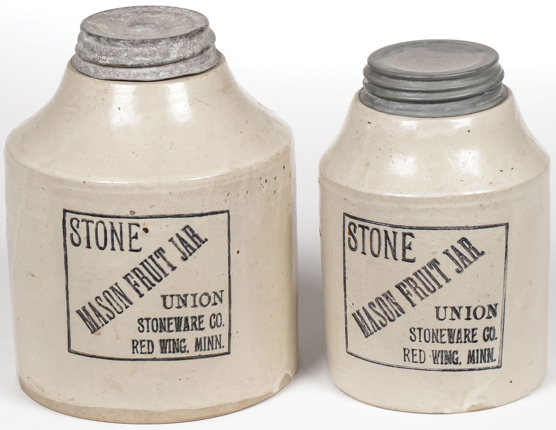 PR RED WING MASON FRUIT JARS: PR RED WING MASON FRUIT JARS. Both with lids, one height 7.75 inches, diameter 6 inches. The other 7.1 inches, diameter 4.5 inches. SHIPPING NOTICE: Except for large, oversized items, Jackson's is yo