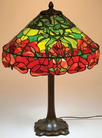 SCARCE J.A. WHALEY LEADED GLASS TABLE LAMP