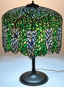 WISTERIA LEADED TABLE LAMP UNIQUE ART GLASS