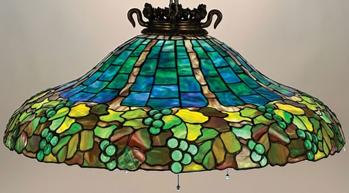FINE DUFFNER & KIMBERLY LEADED GLASS CHANDELIER