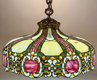 DUFFNER & KIMBERLY LEADED GLASS CHANDELIER