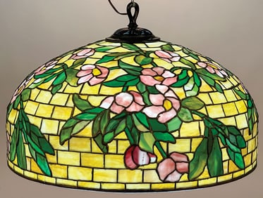 A DUFFNER & KIMBERLY LEADED GLASS CHANDELIER