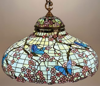 R. WILLIAMSON LEADED GLASS CHANDELIER, C.1910