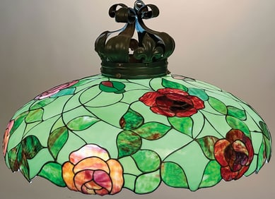 JOHN MORGAN & SONS LEADED GLASS CHANDELIER