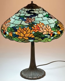 SCARCE WILKINSON WATER LILY LEADED GLASS LAMP