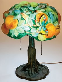 PAIRPOINT PUFFY ORANGE TREE TABLE LAMP
