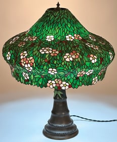LARGE UNIQUE ART GLASS LEADED GLASS TABLE LAMP