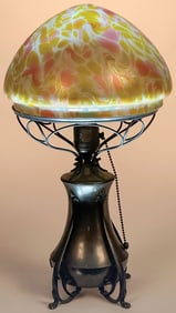 ART GLASS TABLE LAMP, C. 1910
