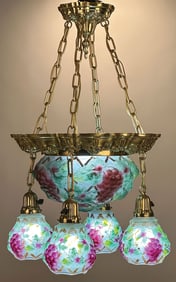 CONSOLIDATED REVERSE PAINTED BLOWN OUT CHANDELIER