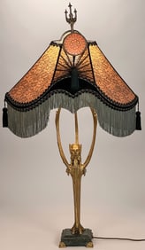 FRENCH GILT BRONZE TABLE LAMP, T. GOUJON