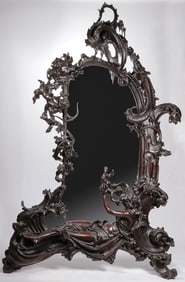 MONUMENTAL CARVED ROCOCO STYLE MIRROR, C. 1890