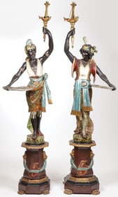 PAIR OF ITALIAN BLACKAMOOR TORCHIERES, C. 1900
